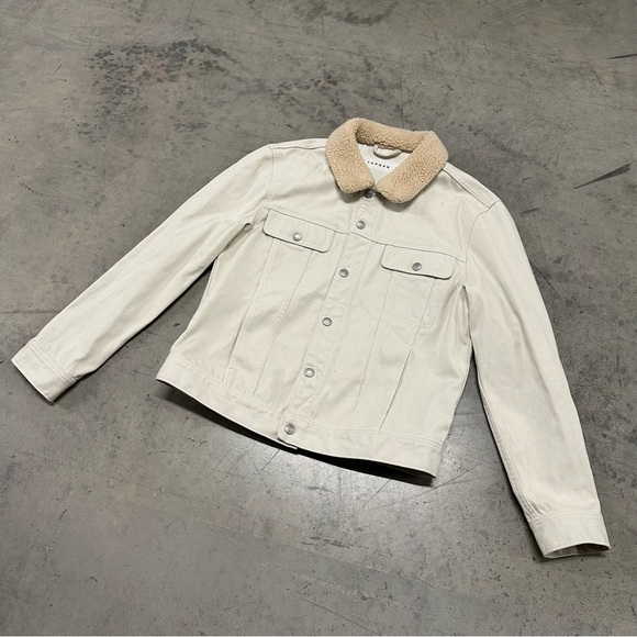 Topshop Topman Black Borg Lined Denim Jacket XL - Picture 2 of 10